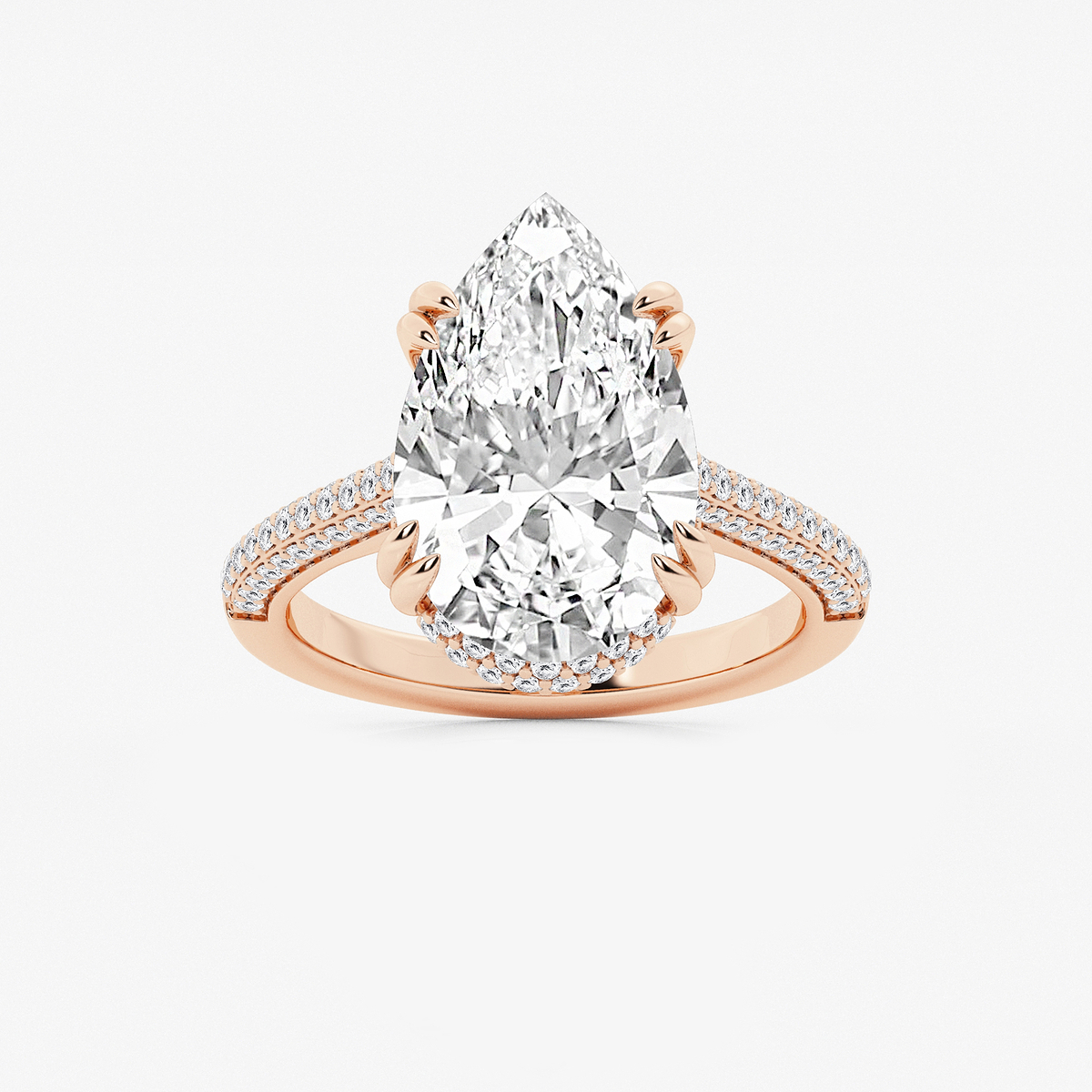6 1/2 ctw Pear Lab Grown Diamond Double Prong Hidden Halo Engagement Ring