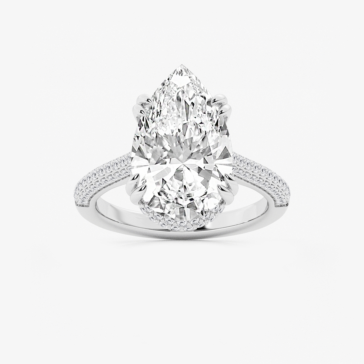 6 1/2 ctw Pear Lab Grown Diamond Double Prong Hidden Halo Engagement Ring