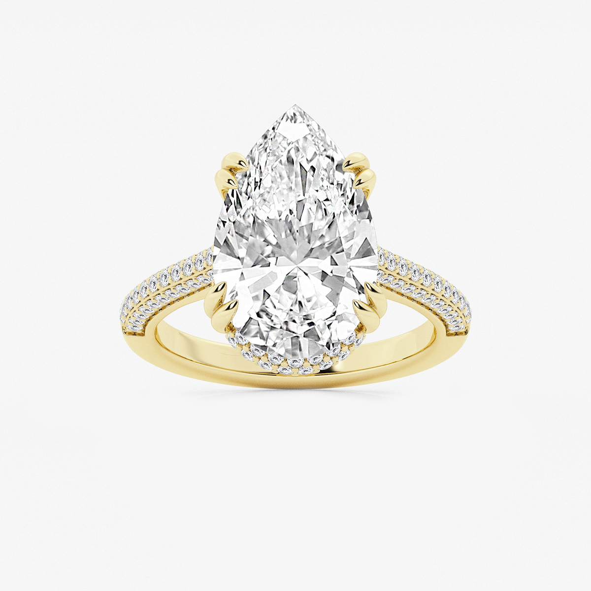 6 1/2 ctw Pear Lab Grown Diamond Double Prong Hidden Halo Engagement Ring