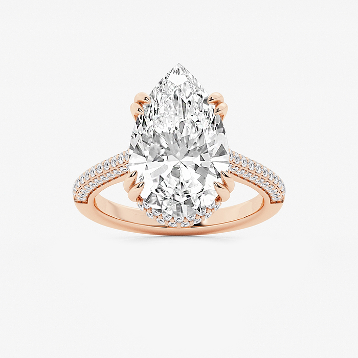 Lyra - 6 1/2 ctw Pear Lab Grown Diamond Double Prong Hidden Halo Engagement Ring