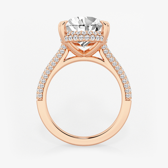 Lyra - 6 1/2 ctw Pear Lab Grown Diamond Double Prong Hidden Halo Engagement Ring