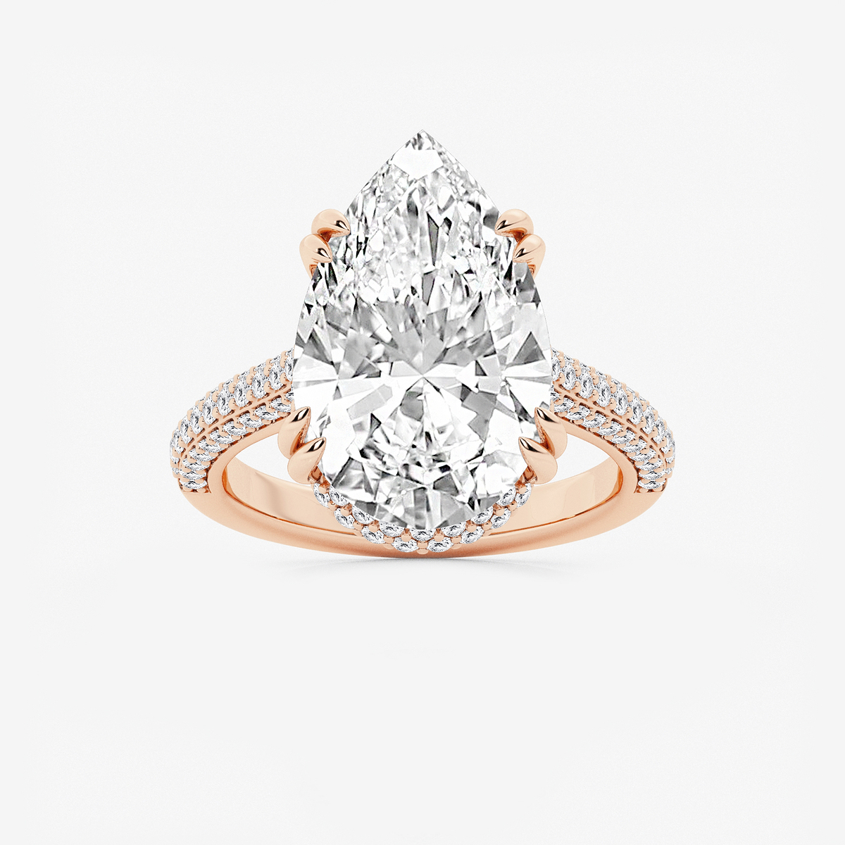 8 3/4 ctw Pear Lab Grown Diamond Double Prong Hidden Halo Engagement Ring