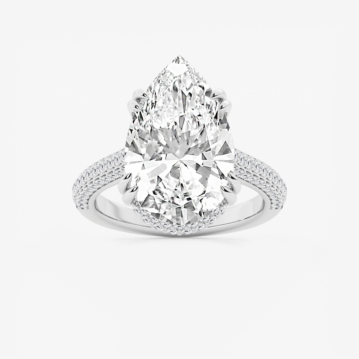 8 3/4 ctw Pear Lab Grown Diamond Double Prong Hidden Halo Engagement Ring