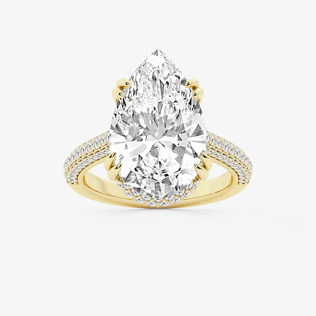 8 3/4 ctw Pear Lab Grown Diamond Double Prong Hidden Halo Engagement Ring