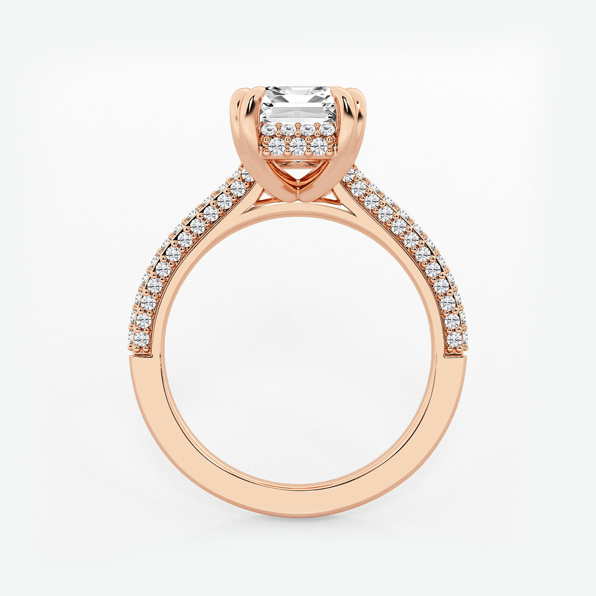 Additional Image 1 for  3 1/2 ctw Emerald Lab Grown Diamond Double Prong Hidden Halo Engagement Ring