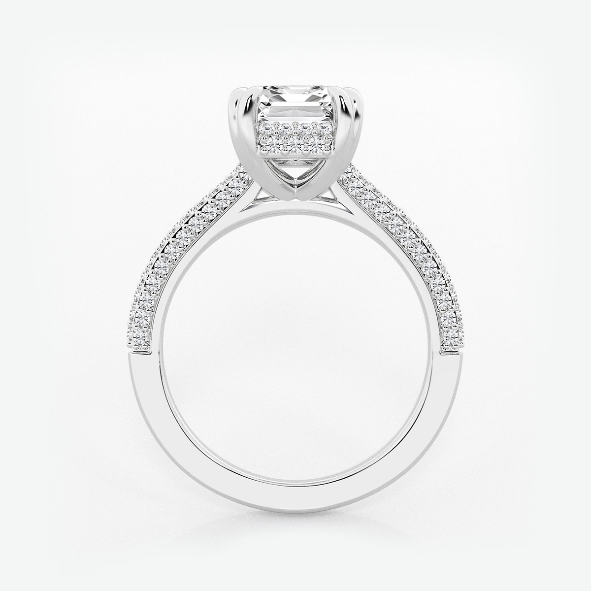 Additional Image 1 for  3 1/2 ctw Emerald Lab Grown Diamond Double Prong Hidden Halo Engagement Ring