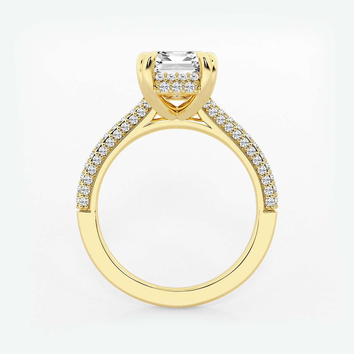 Additional Image 1 for  3 1/2 ctw Emerald Lab Grown Diamond Double Prong Hidden Halo Engagement Ring