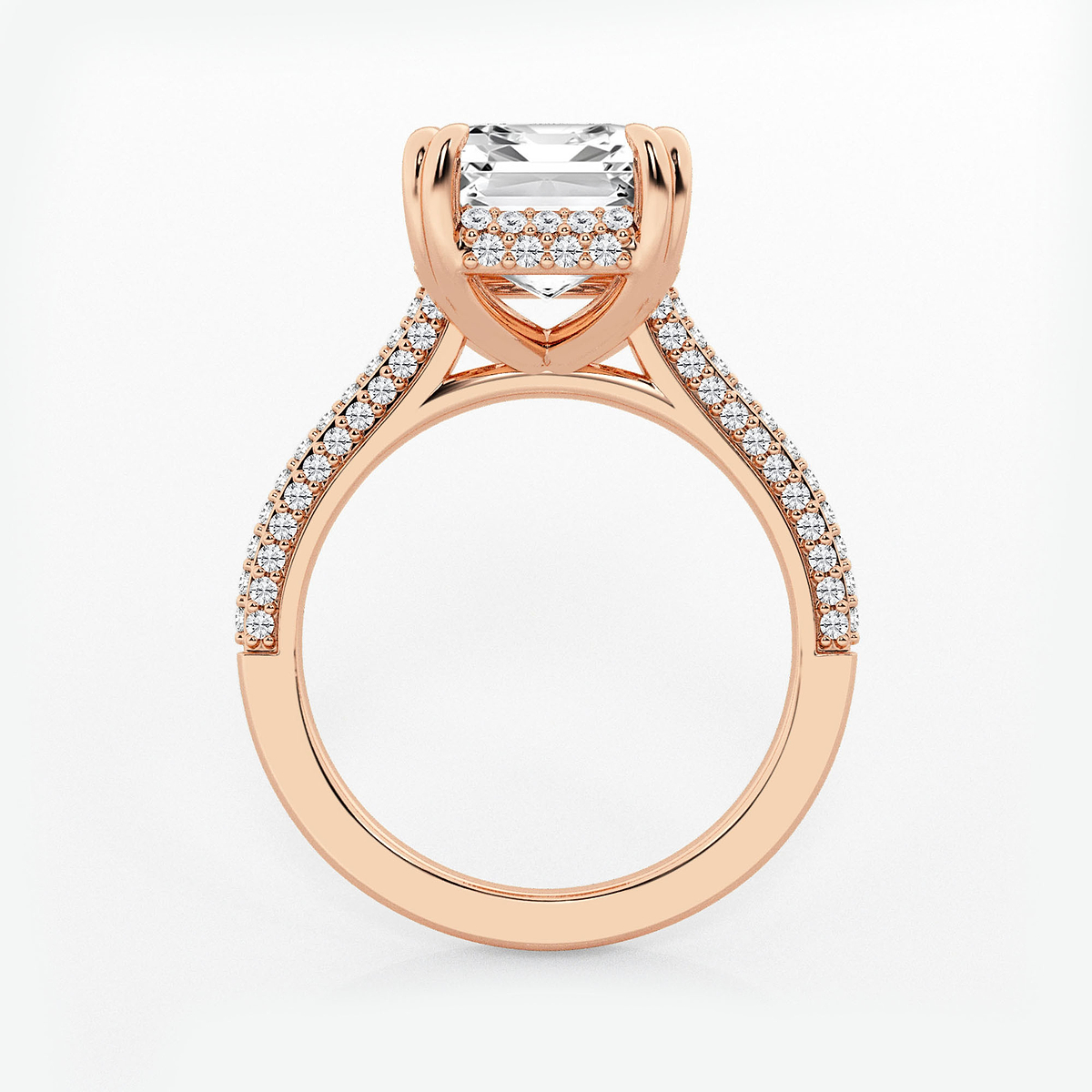 Additional Image 1 for  6 1/2 ctw Emerald Lab Grown Diamond Double Prong Hidden Halo Engagement Ring
