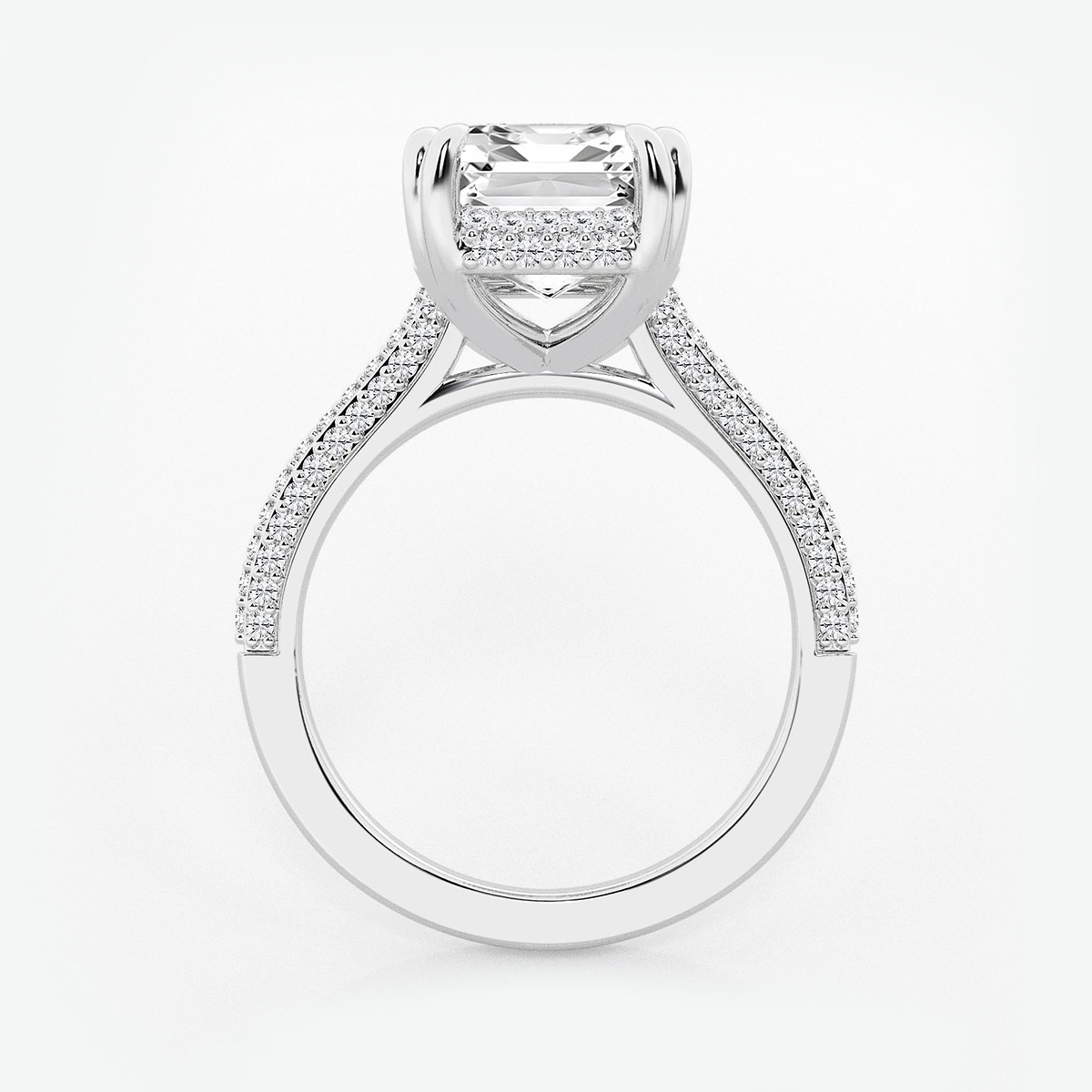 Additional Image 1 for  6 1/2 ctw Emerald Lab Grown Diamond Double Prong Hidden Halo Engagement Ring