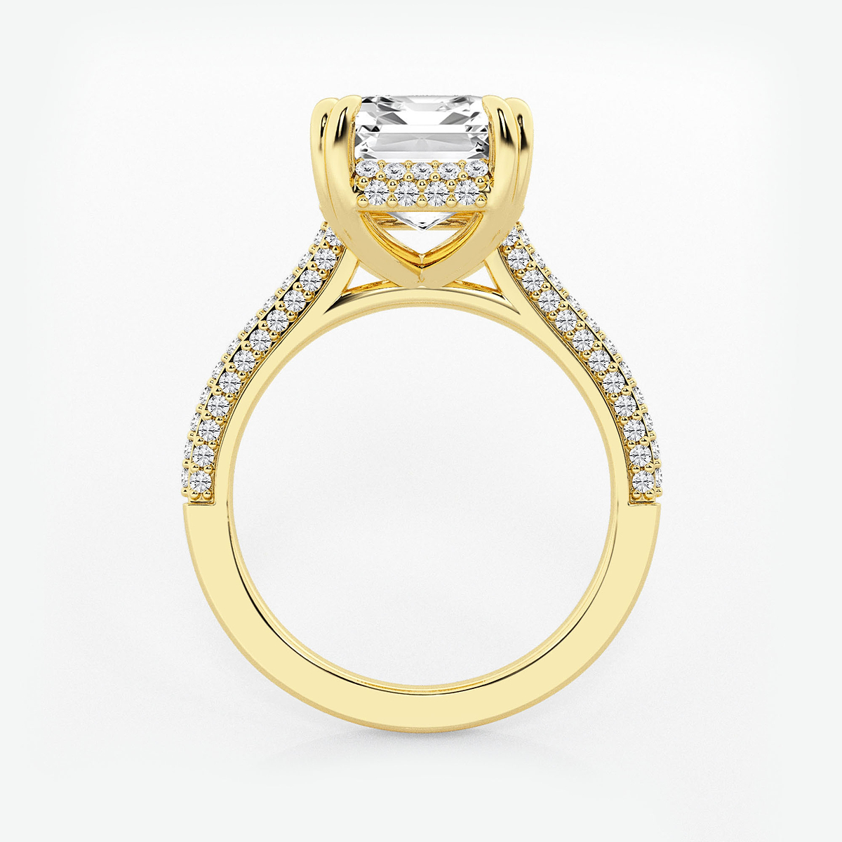 Additional Image 1 for  6 1/2 ctw Emerald Lab Grown Diamond Double Prong Hidden Halo Engagement Ring