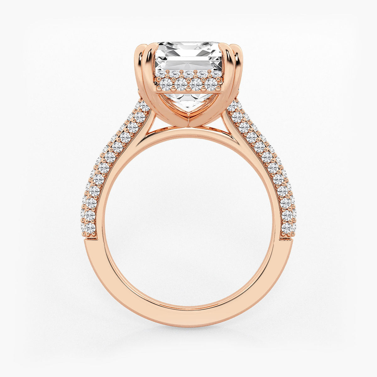 Additional Image 1 for  8 3/4 ctw Emerald Lab Grown Diamond Double Prong Hidden Halo Engagement Ring