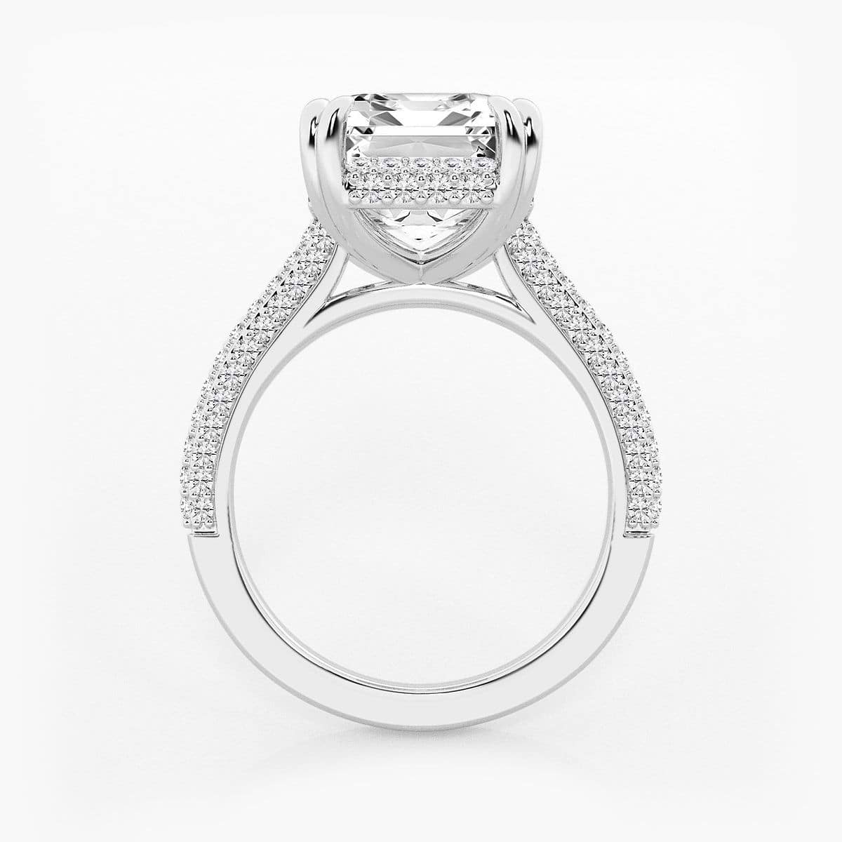 Additional Image 1 for  8 3/4 ctw Emerald Lab Grown Diamond Double Prong Hidden Halo Engagement Ring