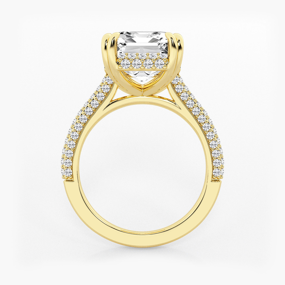Additional Image 1 for  8 3/4 ctw Emerald Lab Grown Diamond Double Prong Hidden Halo Engagement Ring