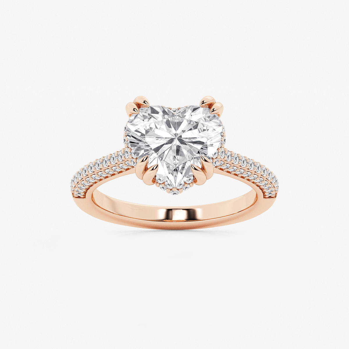 3 1/2 ctw Heart Lab Grown Diamond Double Prong Hidden Halo Engagement Ring