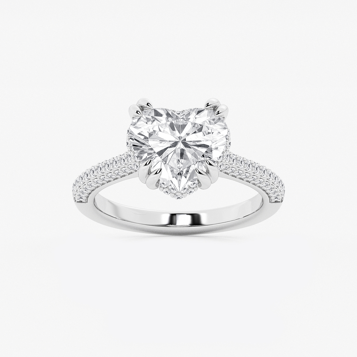 3 1/2 ctw Heart Lab Grown Diamond Double Prong Hidden Halo Engagement Ring
