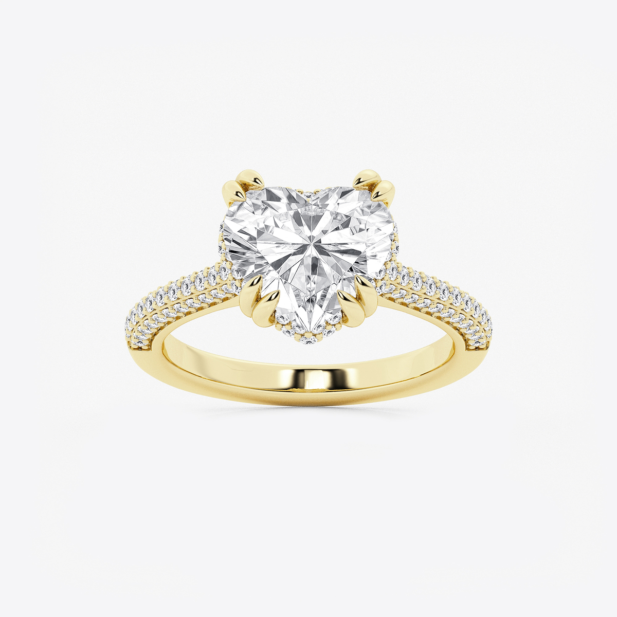 3 1/2 ctw Heart Lab Grown Diamond Double Prong Hidden Halo Engagement Ring