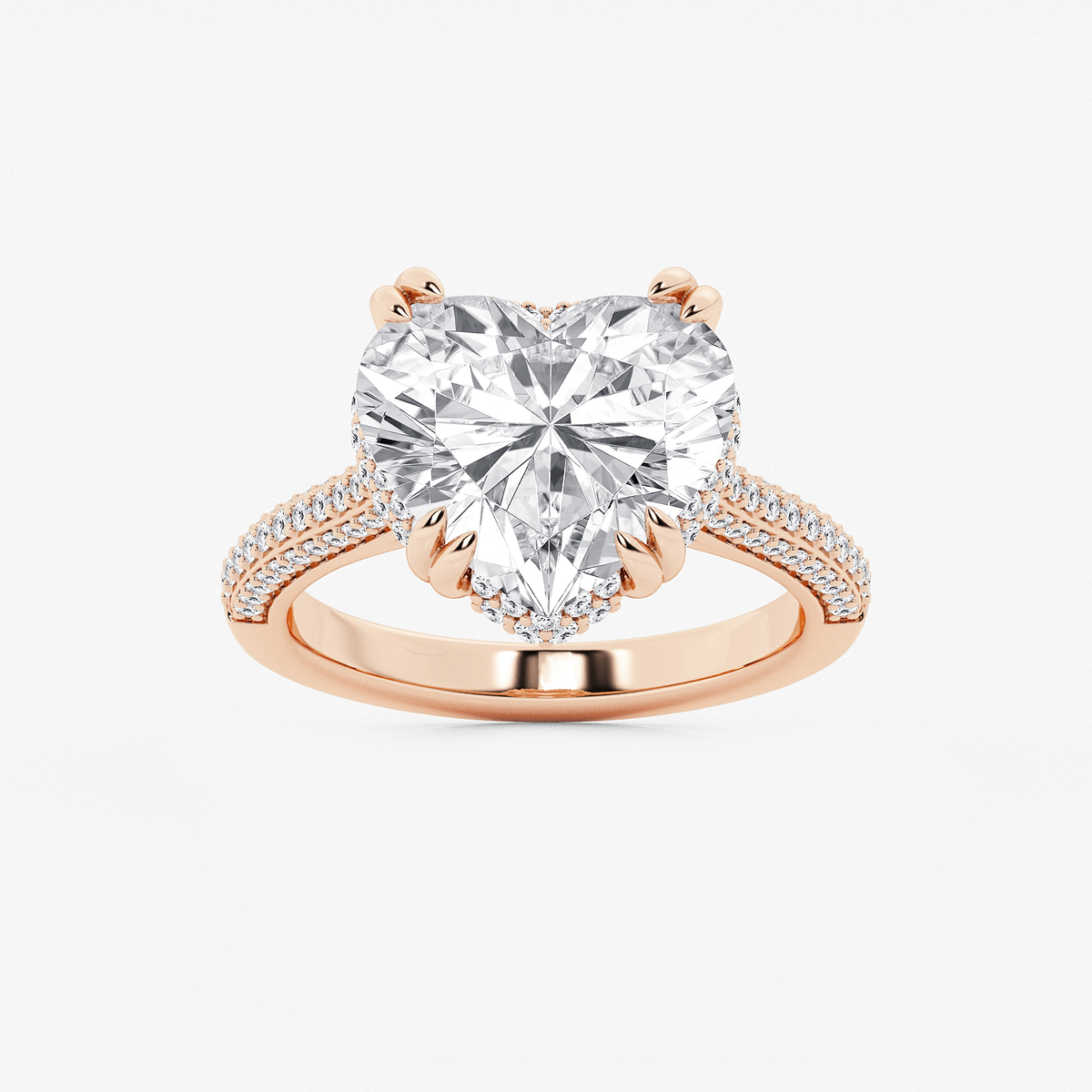 6 1/2 ctw Heart Lab Grown Diamond Double Prong Hidden Halo Engagement Ring