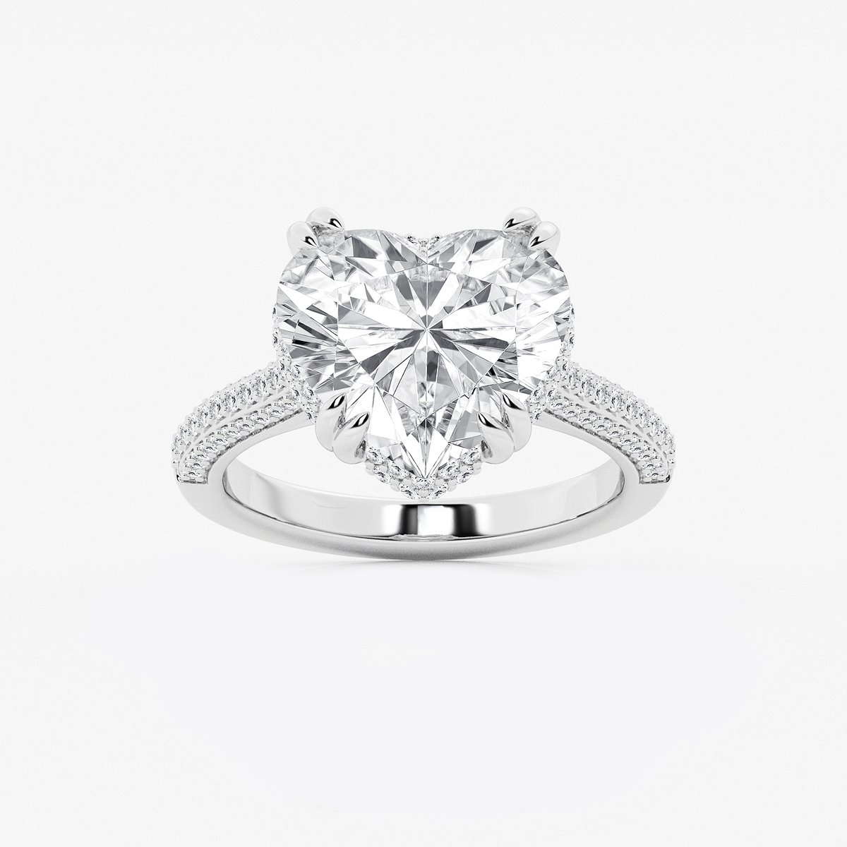 6 1/2 ctw Heart Lab Grown Diamond Double Prong Hidden Halo Engagement Ring