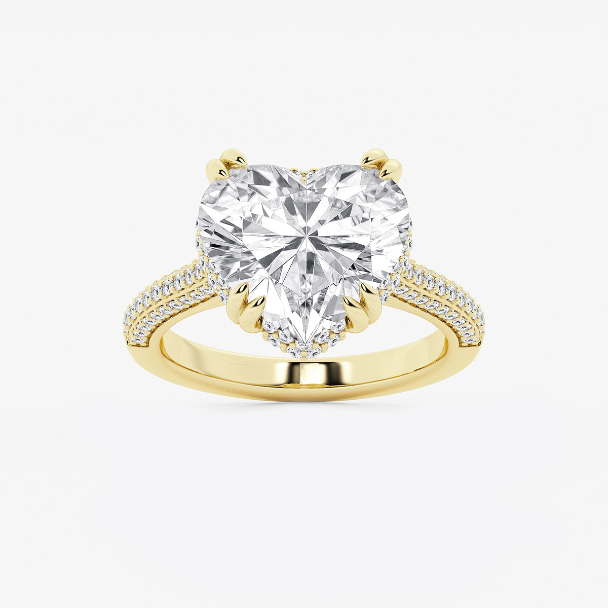 6 1/2 ctw Heart Lab Grown Diamond Double Prong Hidden Halo Engagement Ring