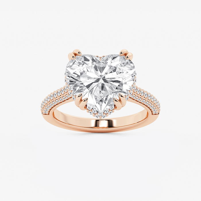 Lyra - 6 1/2 ctw Heart Lab Grown Diamond Double Prong Hidden Halo Engagement Ring