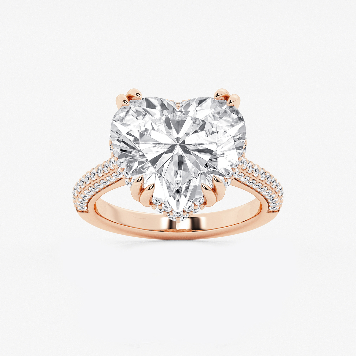 8 3/4 ctw Heart Lab Grown Diamond Double Prong Hidden Halo Engagement Ring
