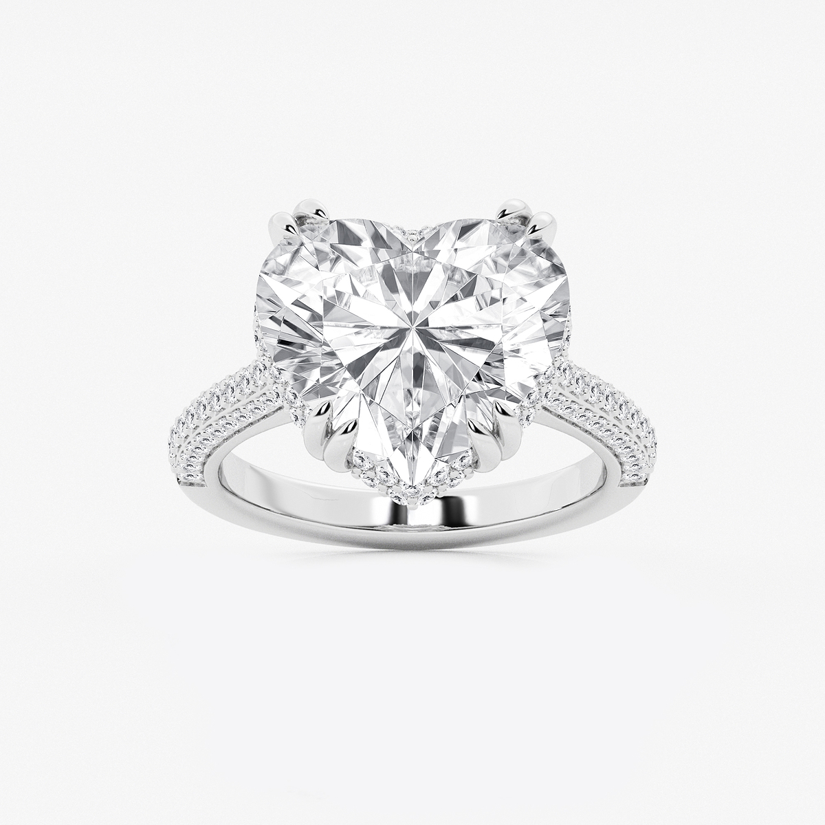 8 3/4 ctw Heart Lab Grown Diamond Double Prong Hidden Halo Engagement Ring