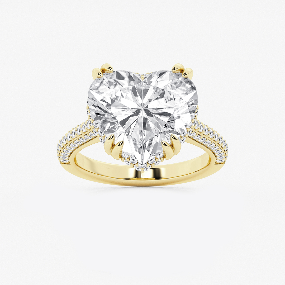 8 3/4 ctw Heart Lab Grown Diamond Double Prong Hidden Halo Engagement Ring