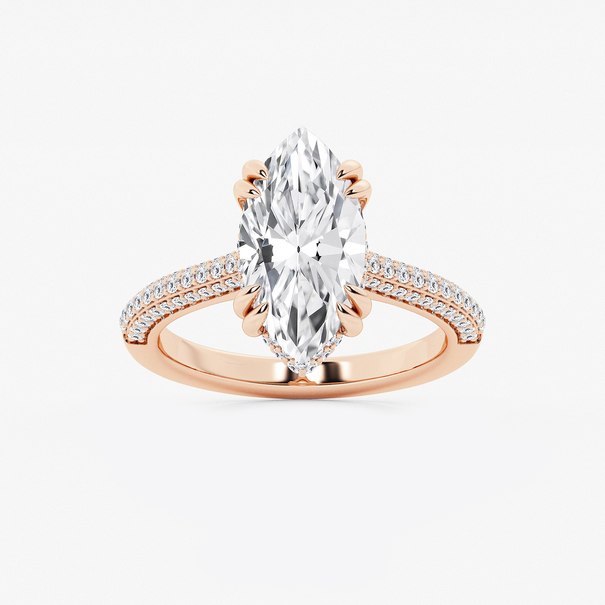 3 1/2 ctw Marquise Lab Grown Diamond Double Prong Hidden Halo Engagement Ring