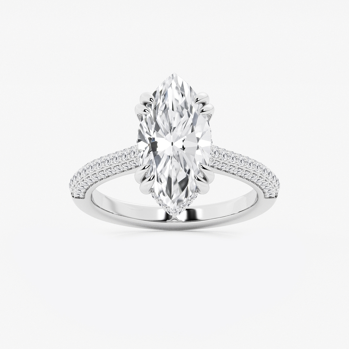 3 1/2 ctw Marquise Lab Grown Diamond Double Prong Hidden Halo Engagement Ring