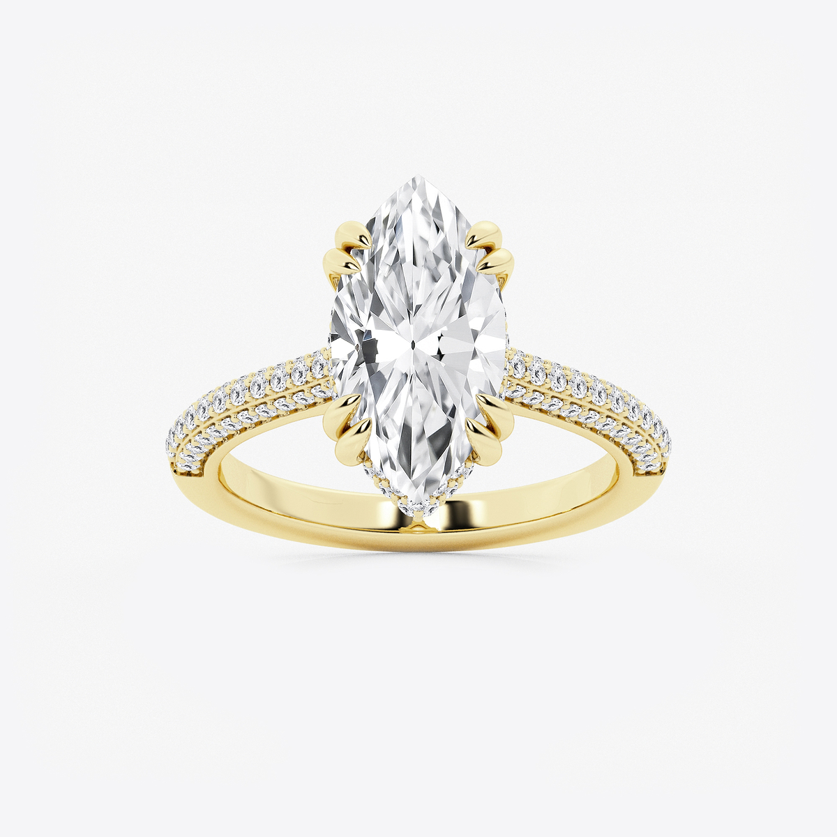 3 1/2 ctw Marquise Lab Grown Diamond Double Prong Hidden Halo Engagement Ring