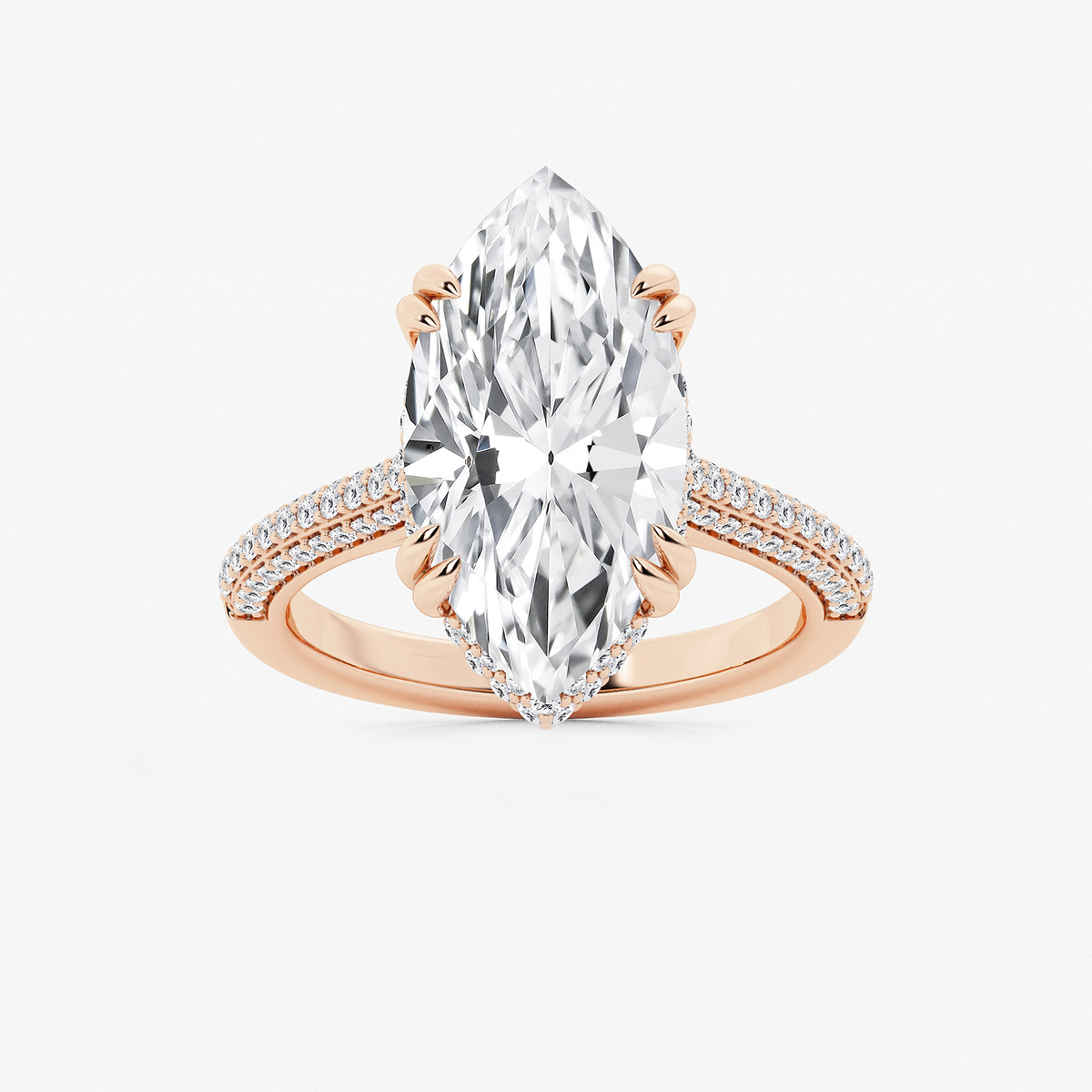 6 1/2 ctw Marquise Lab Grown Diamond Double Prong Hidden Halo Engagement Ring