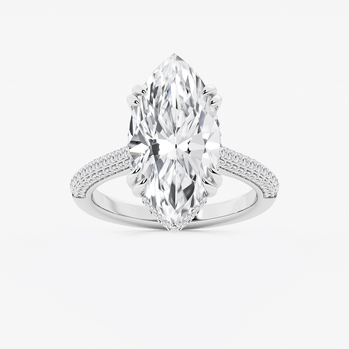 6 1/2 ctw Marquise Lab Grown Diamond Double Prong Hidden Halo Engagement Ring