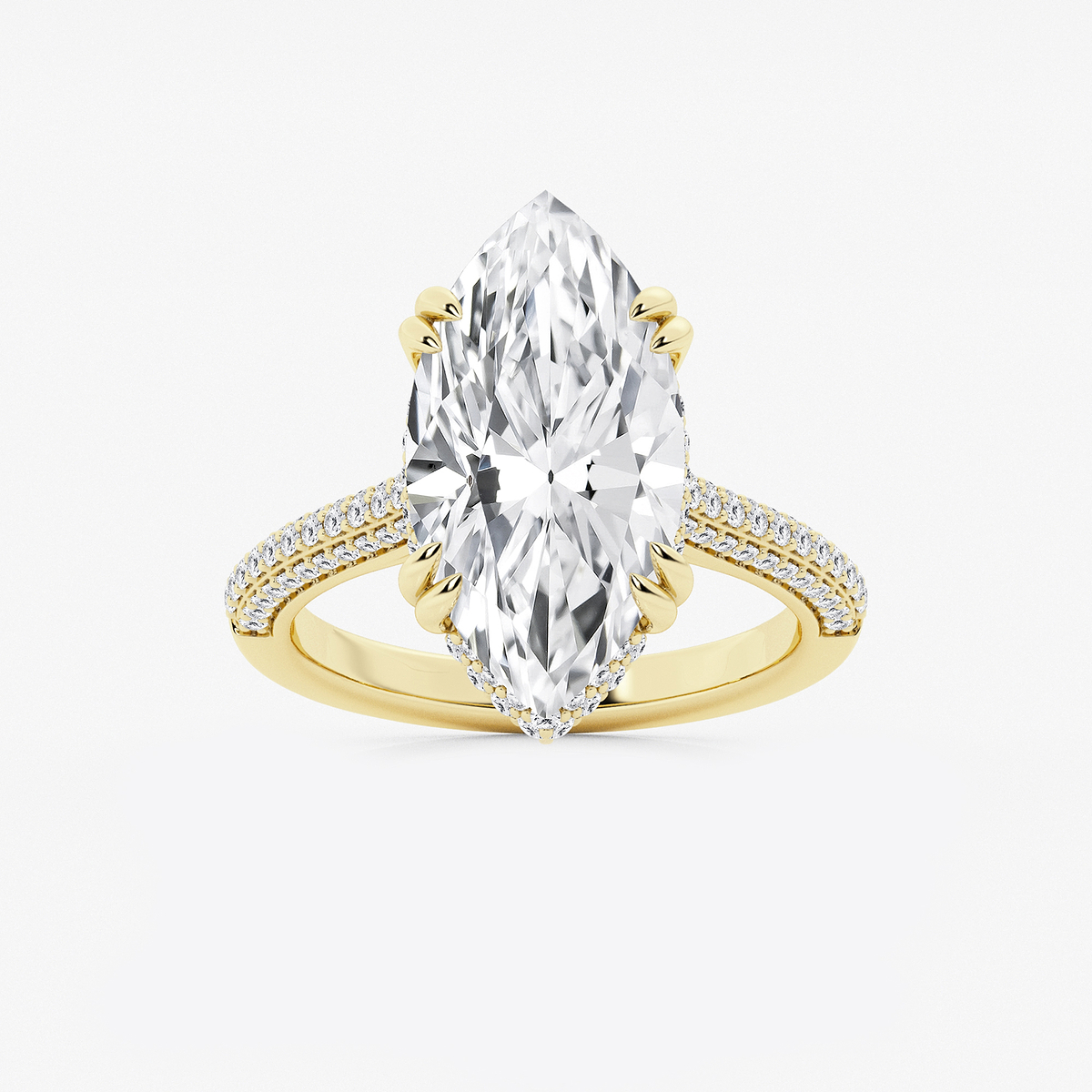 6 1/2 ctw Marquise Lab Grown Diamond Double Prong Hidden Halo Engagement Ring