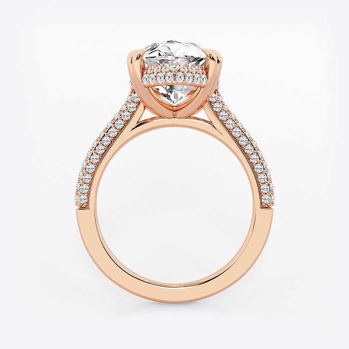 Lyra - 6 1/2 ctw Marquise Lab Grown Diamond Double Prong Hidden Halo Engagement Ring