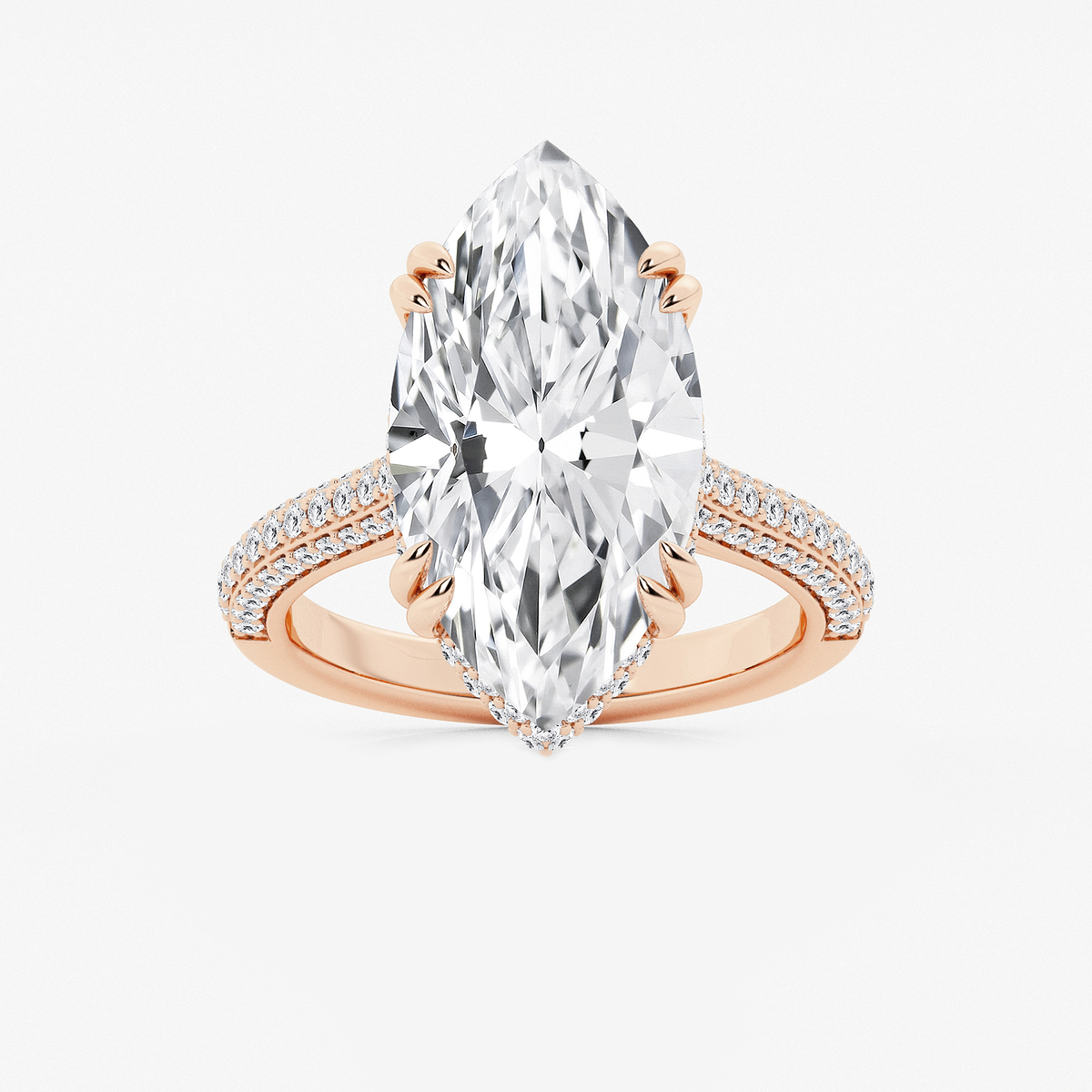 8 3/4 ctw Marquise Lab Grown Diamond Double Prong Hidden Halo Engagement Ring