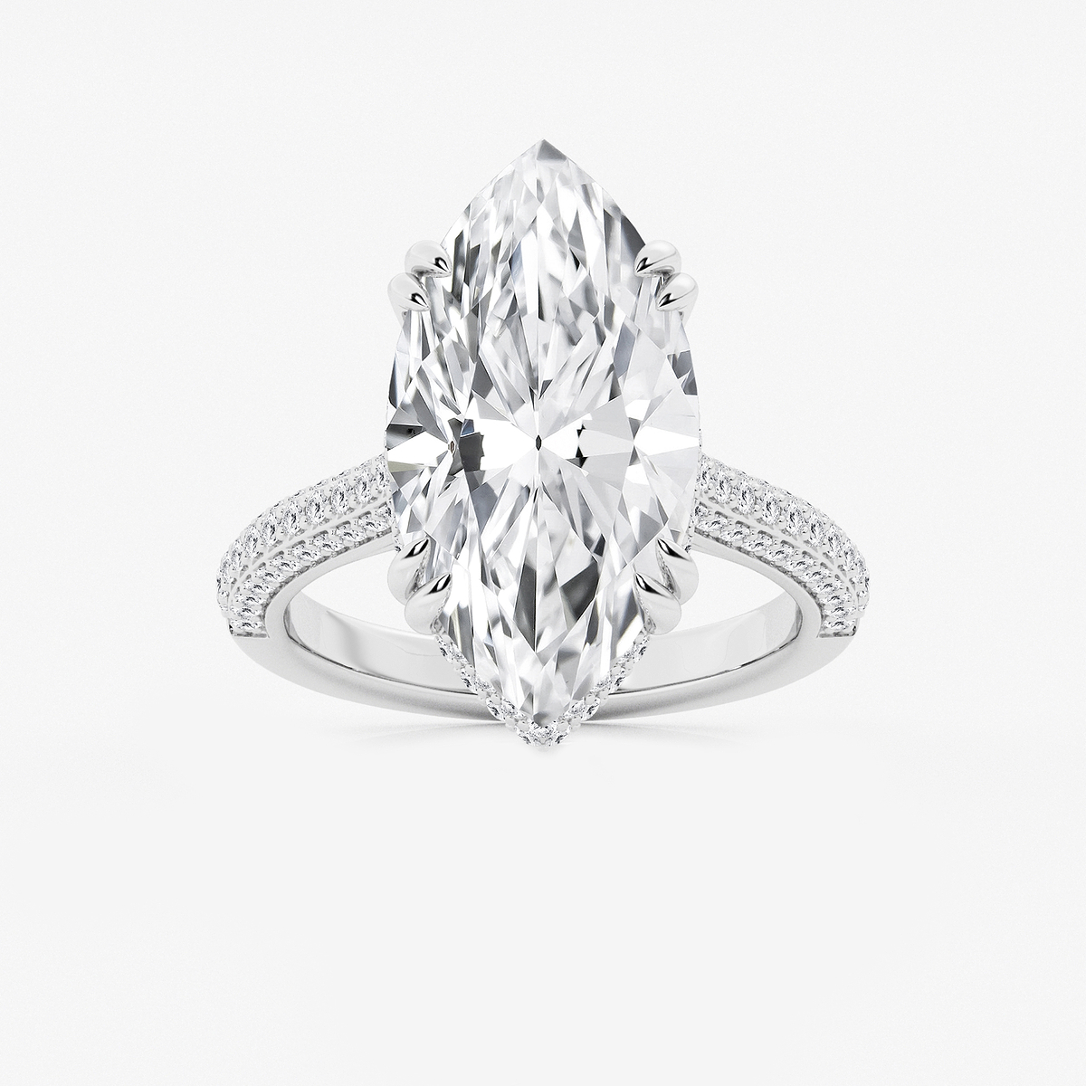 8 3/4 ctw Marquise Lab Grown Diamond Double Prong Hidden Halo Engagement Ring