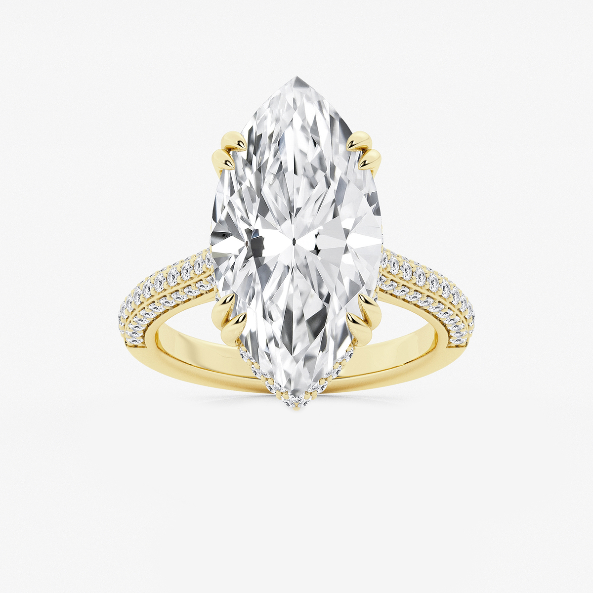 8 3/4 ctw Marquise Lab Grown Diamond Double Prong Hidden Halo Engagement Ring