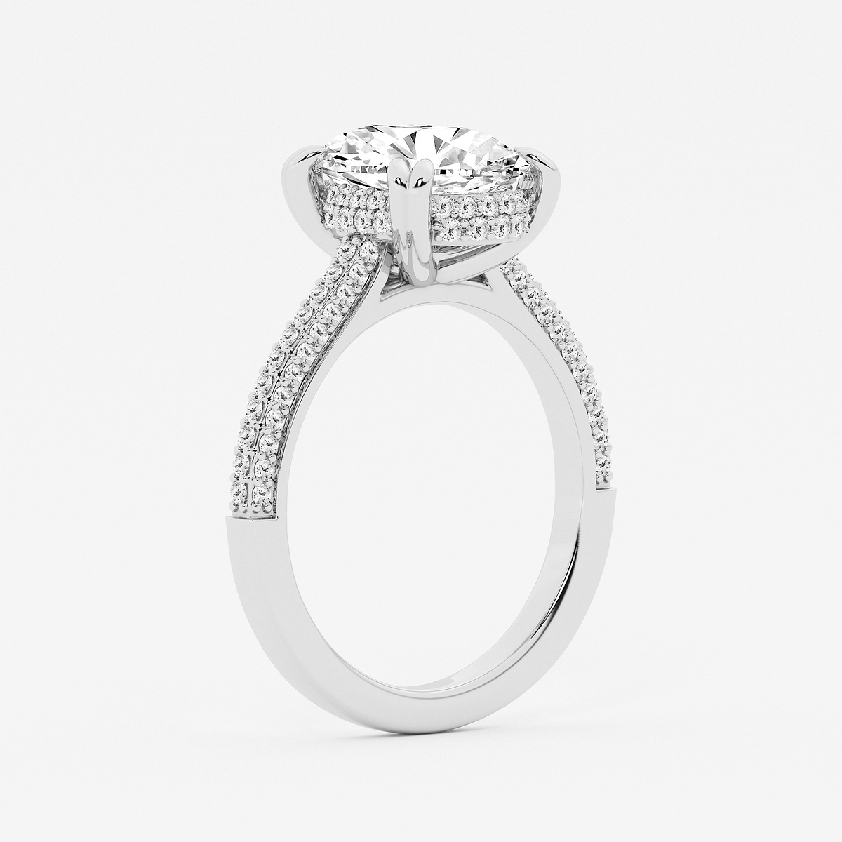 Additional Image 2 for  4 1/2 ctw Oval Lab Grown Diamond Double Prong Hidden Halo Engagement Ring