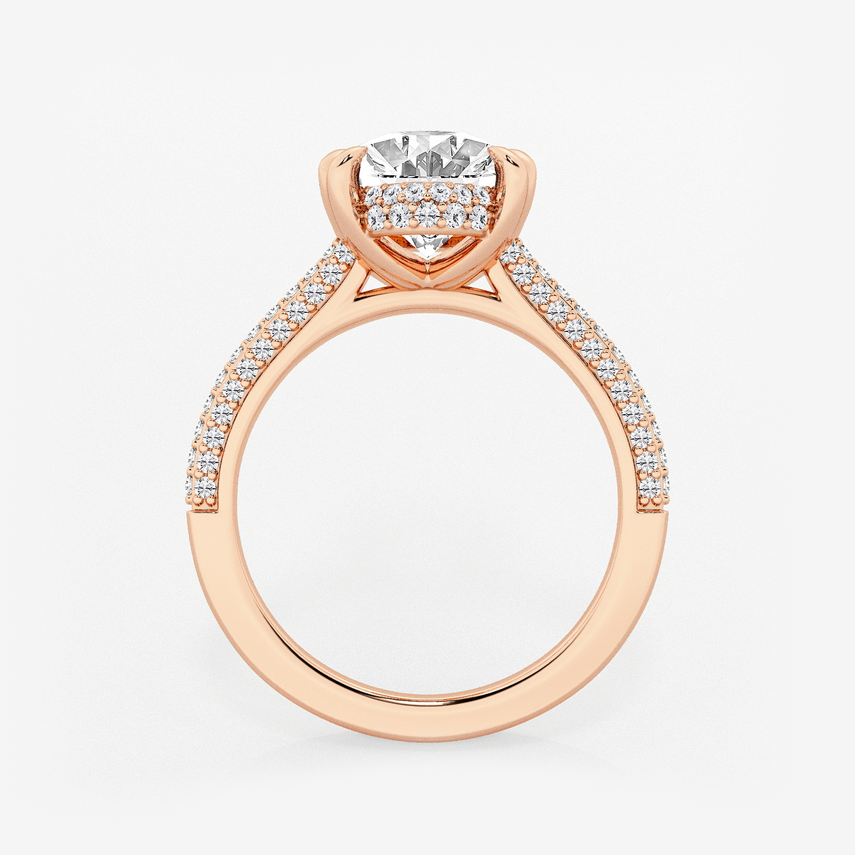 Additional Image 1 for  3 1/2 ctw Oval Lab Grown Diamond Double Prong Hidden Halo Engagement Ring