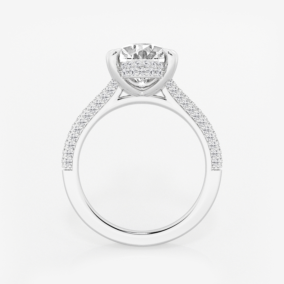 Additional Image 1 for  3 1/2 ctw Oval Lab Grown Diamond Double Prong Hidden Halo Engagement Ring