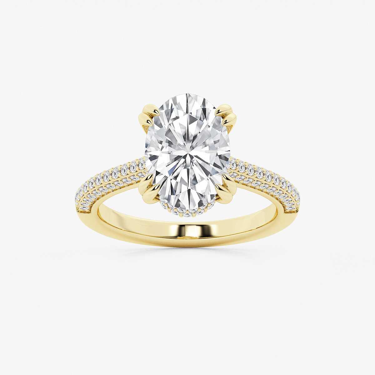 3 1/2 ctw Oval Lab Grown Diamond Double Prong Hidden Halo Engagement Ring