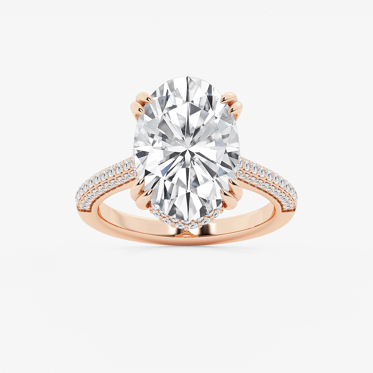 6 1/2 ctw Oval Lab Grown Diamond Double Prong Hidden Halo Engagement Ring