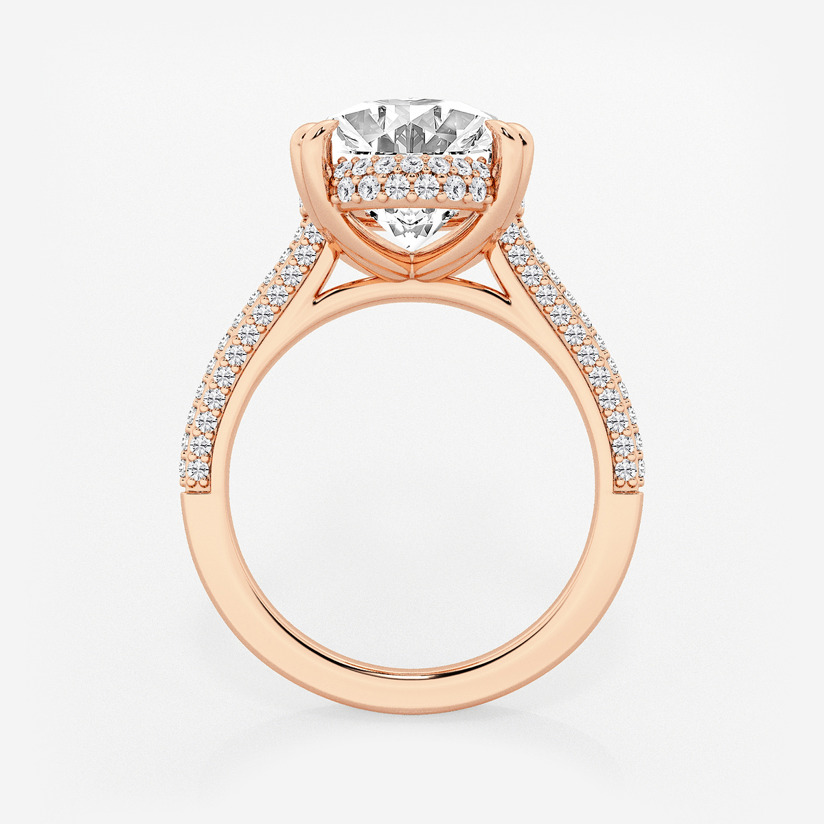 Additional Image 1 for  6 1/2 ctw Oval Lab Grown Diamond Double Prong Hidden Halo Engagement Ring