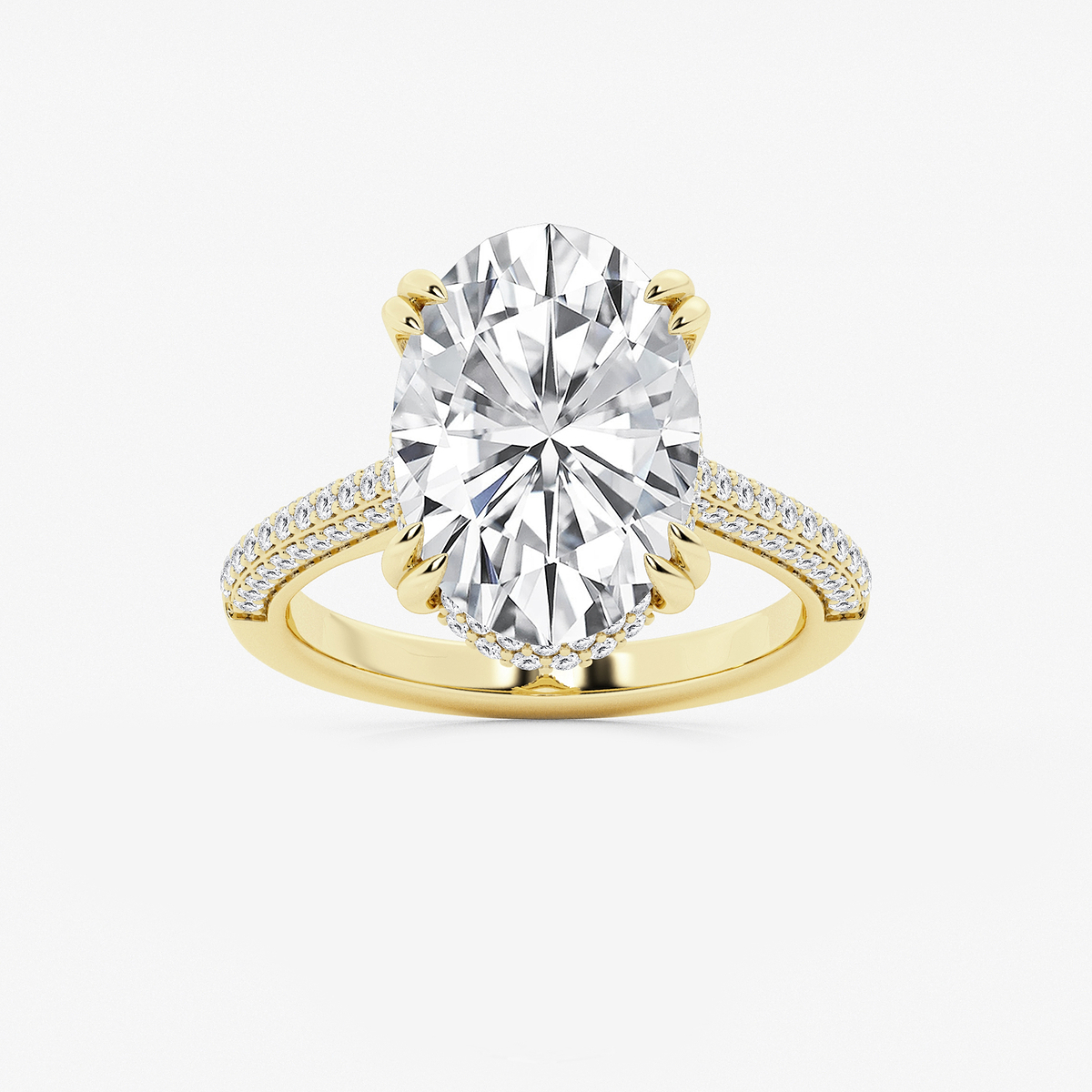 6 1/2 ctw Oval Lab Grown Diamond Double Prong Hidden Halo Engagement Ring