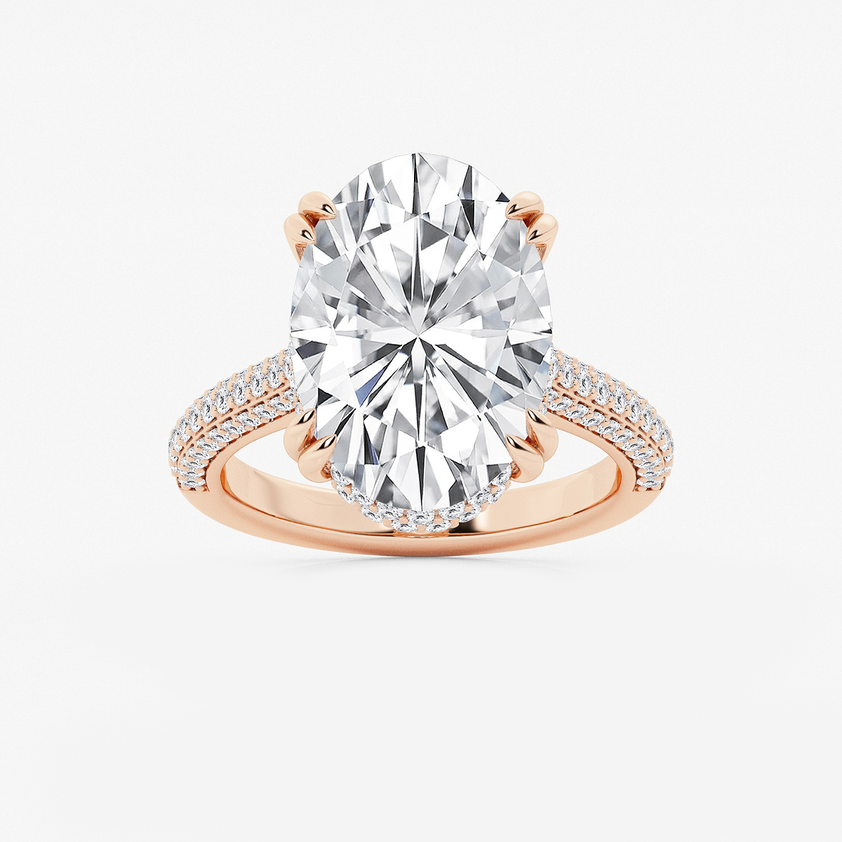 8 3/4 ctw Oval Lab Grown Diamond Double Prong Hidden Halo Engagement Ring