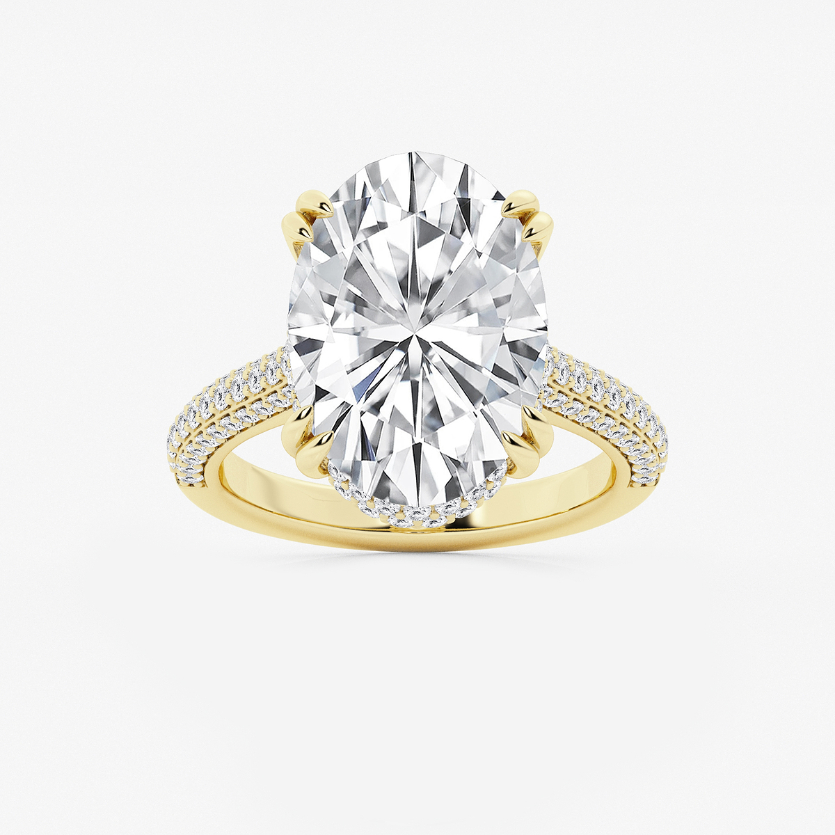 8 3/4 ctw Oval Lab Grown Diamond Double Prong Hidden Halo Engagement Ring