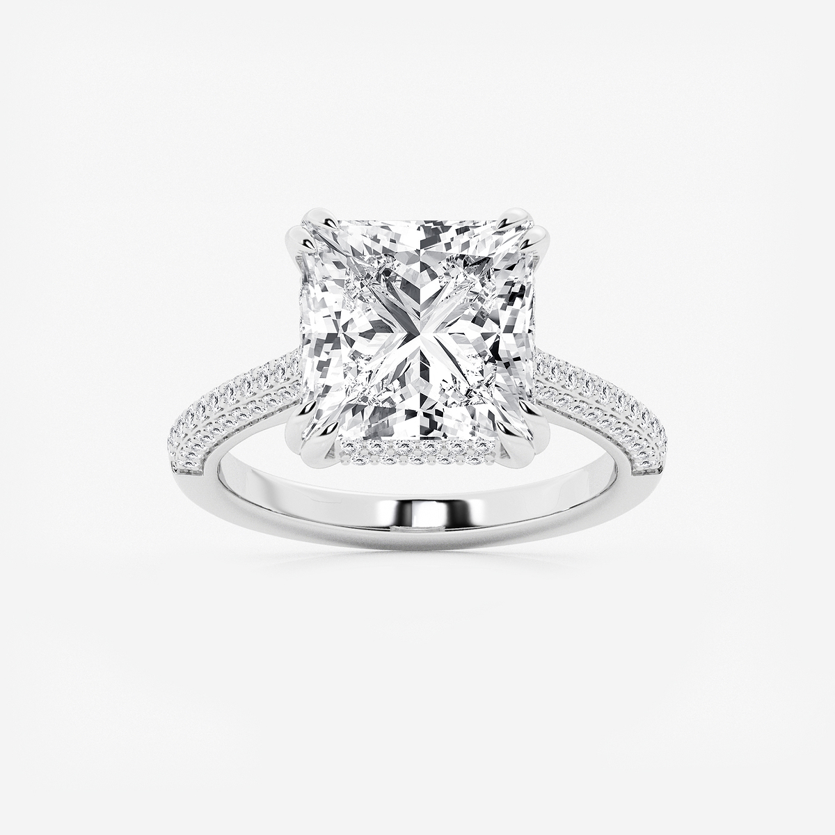 6 1/2 ctw Princess Lab Grown Diamond Double Prong Hidden Halo Engagement Ring