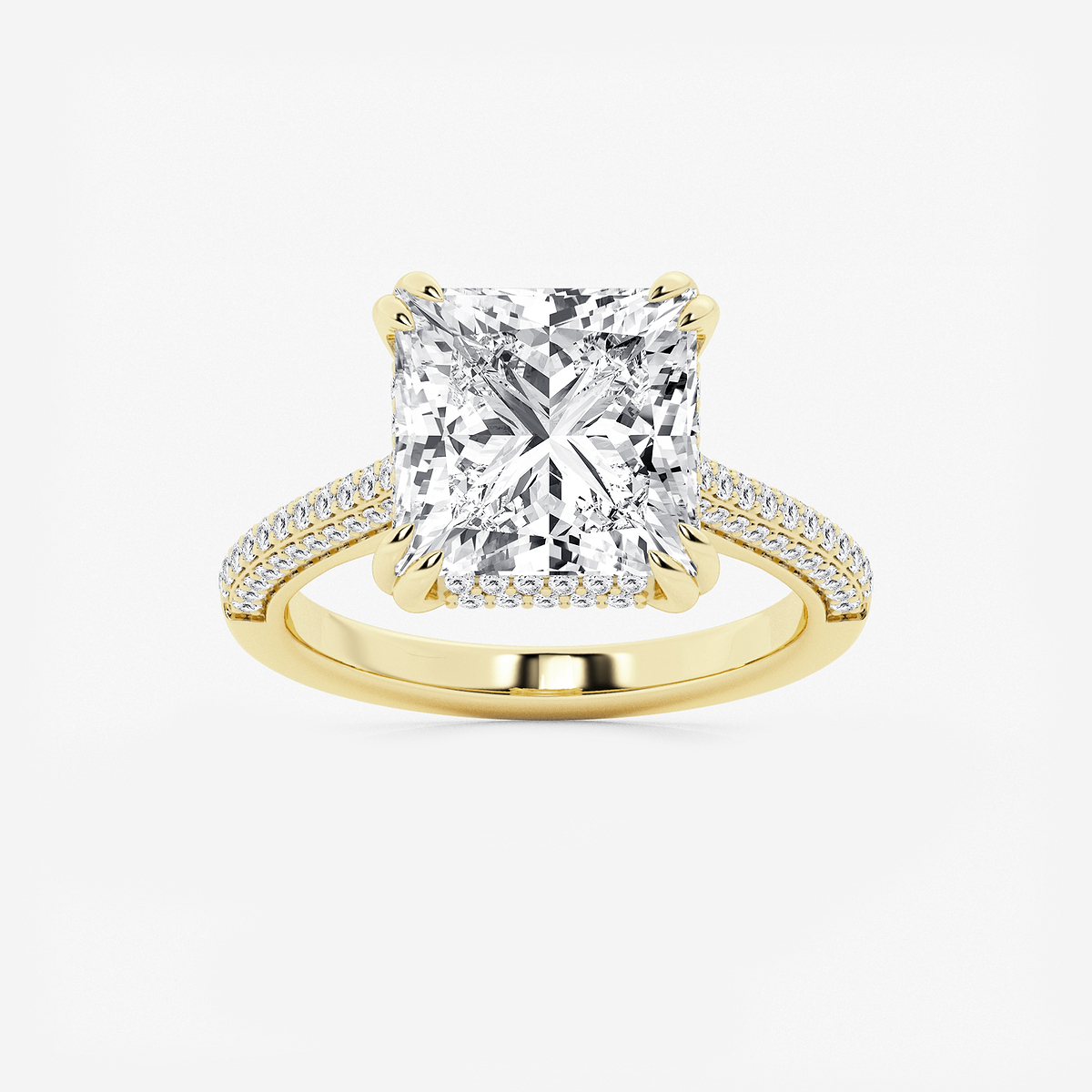 6 1/2 ctw Princess Lab Grown Diamond Double Prong Hidden Halo Engagement Ring