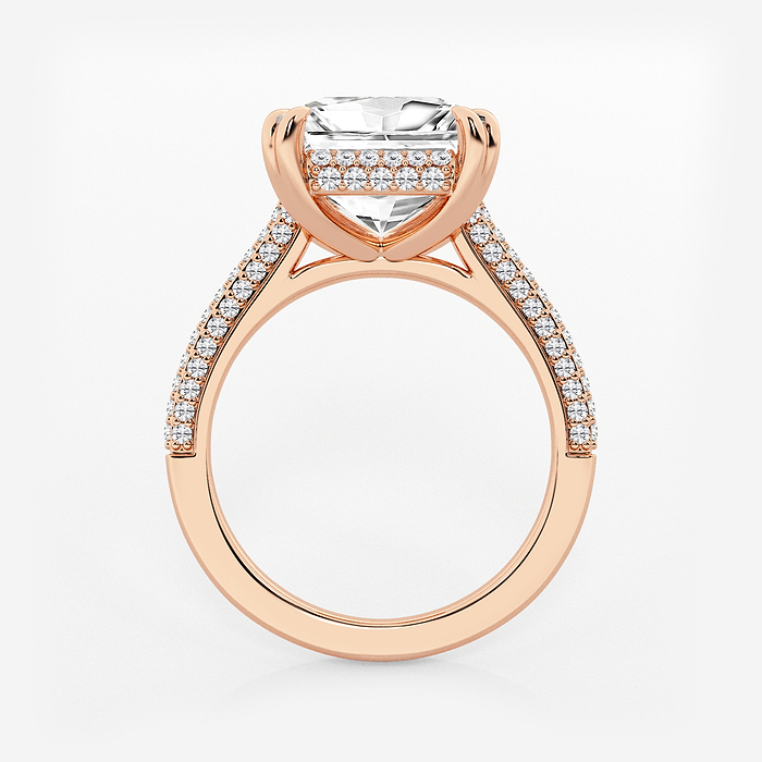 Lyra - 6 1/2 ctw Princess Lab Grown Diamond Double Prong Hidden Halo Engagement Ring