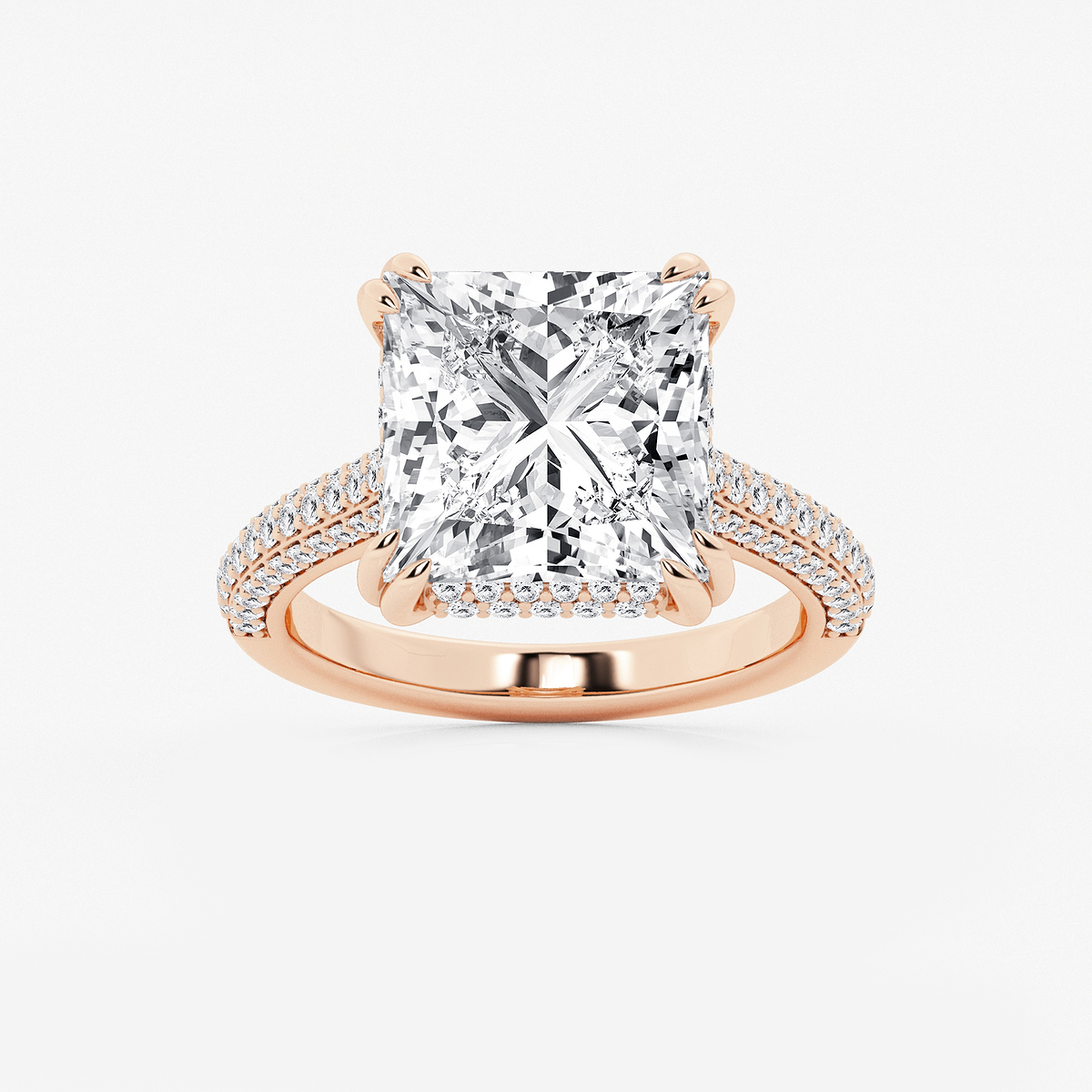 8 3/4 ctw Princess Lab Grown Diamond Double Prong Hidden Halo Engagement Ring
